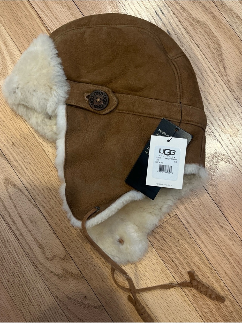 NWT UGG Shearling Sheepskin Bailey Trapper Hat Chestnut Size O/S